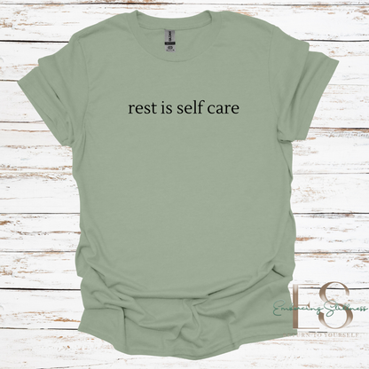 The "Rest is Self Care" Tee Black Font